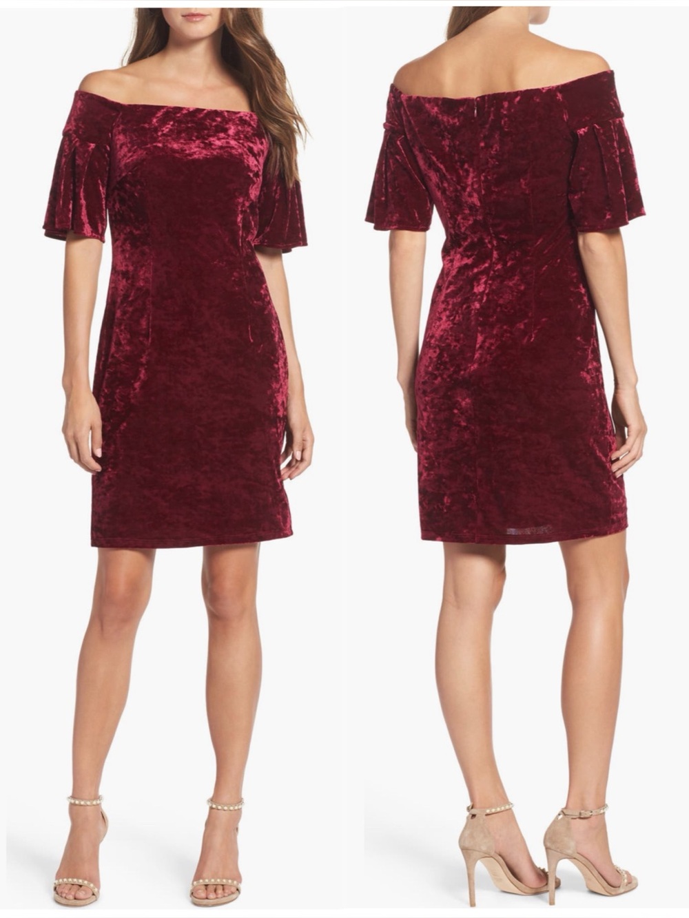 NWT Eliza J Off-the-Shoulder Velvet Shift Cocktail Dress